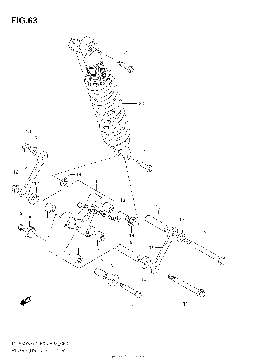 Diagrama de REAR CUSHION LEVER E3