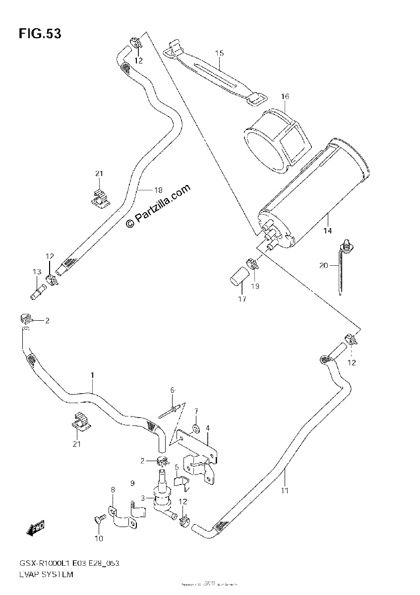 Diagrama de EVAPO SYSTEM GSX R1000L1 E33