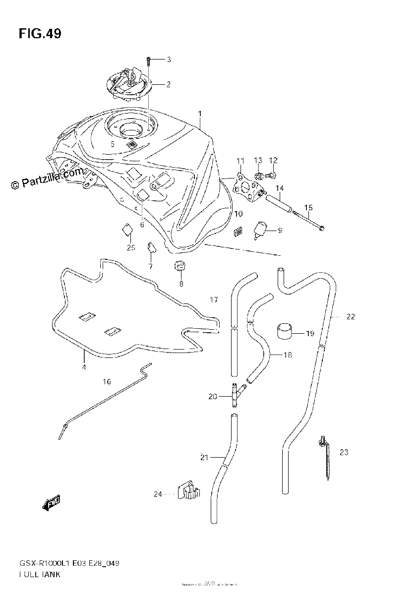 Diagrama de FUEL TANK GSX R1000L1 E28