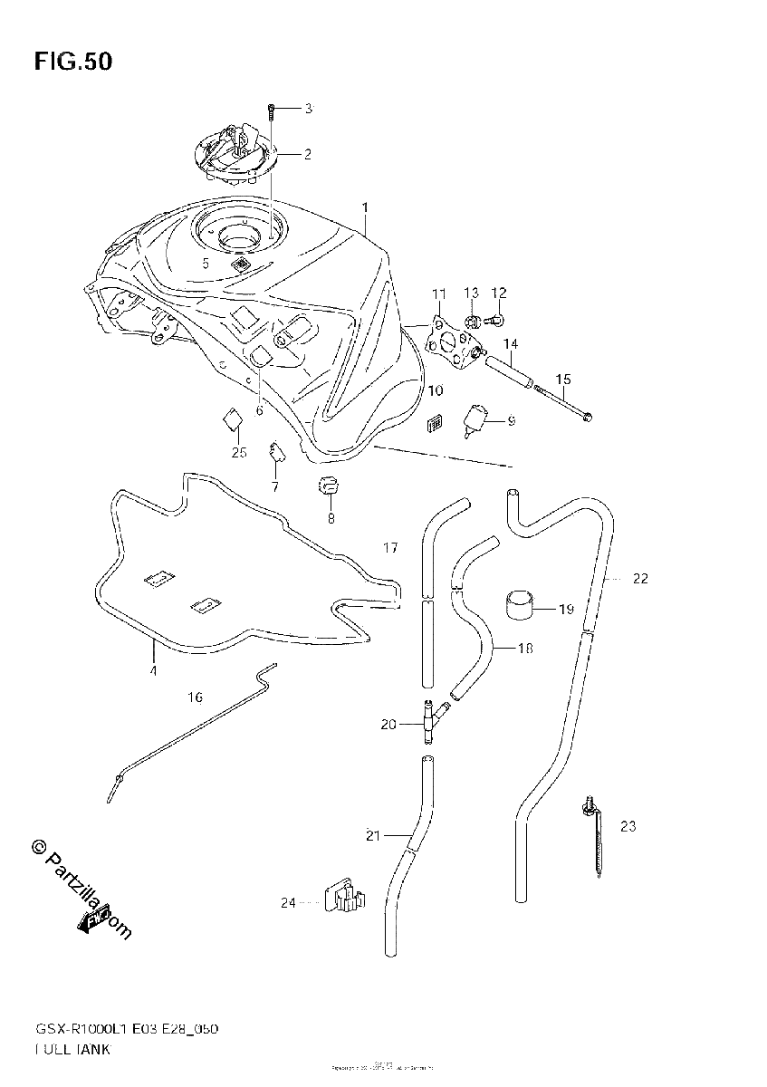 Diagrama de FUEL TANK GSX R1000L1 E3