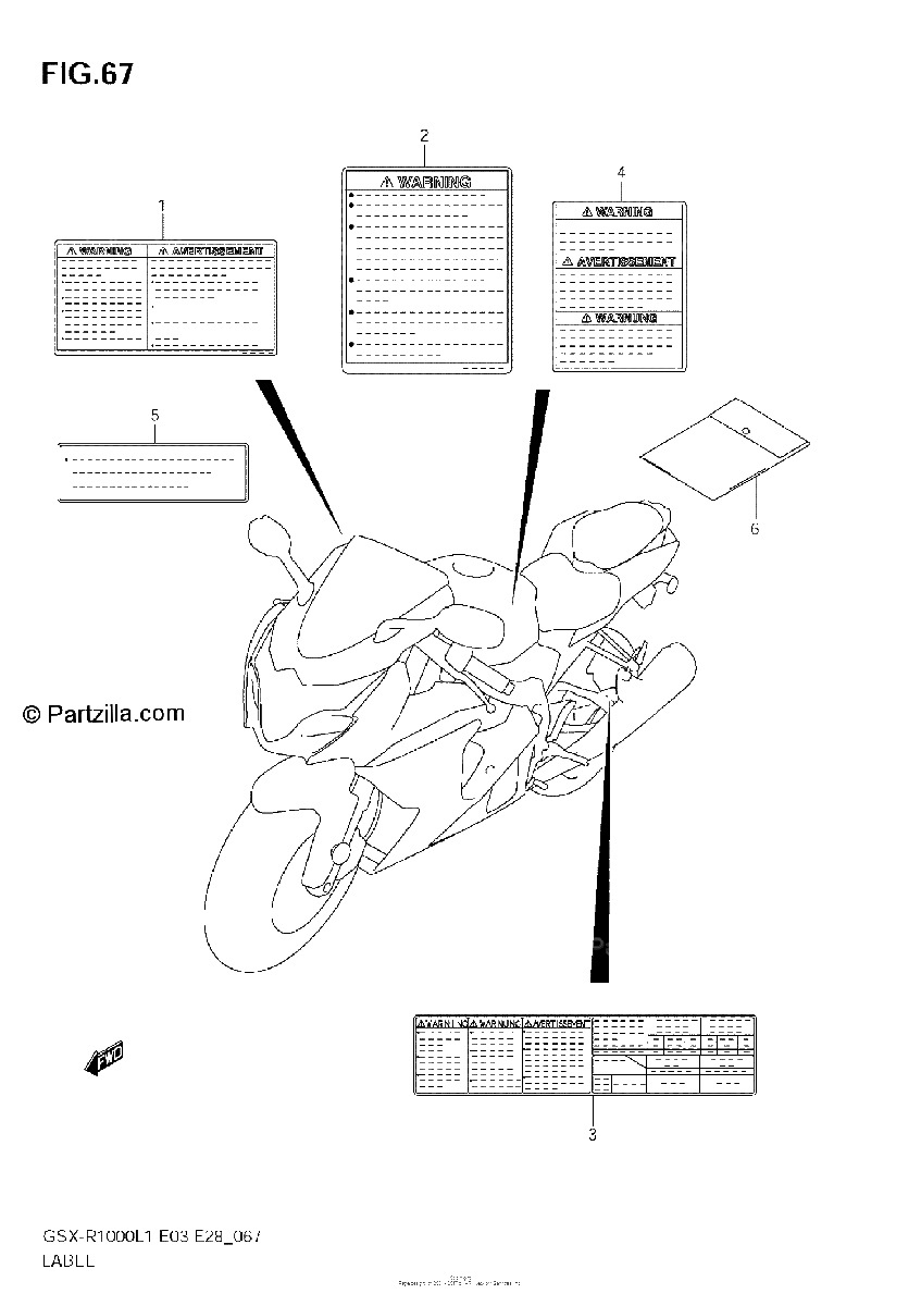 Diagrama de LABEL GSX R1000L1 E28