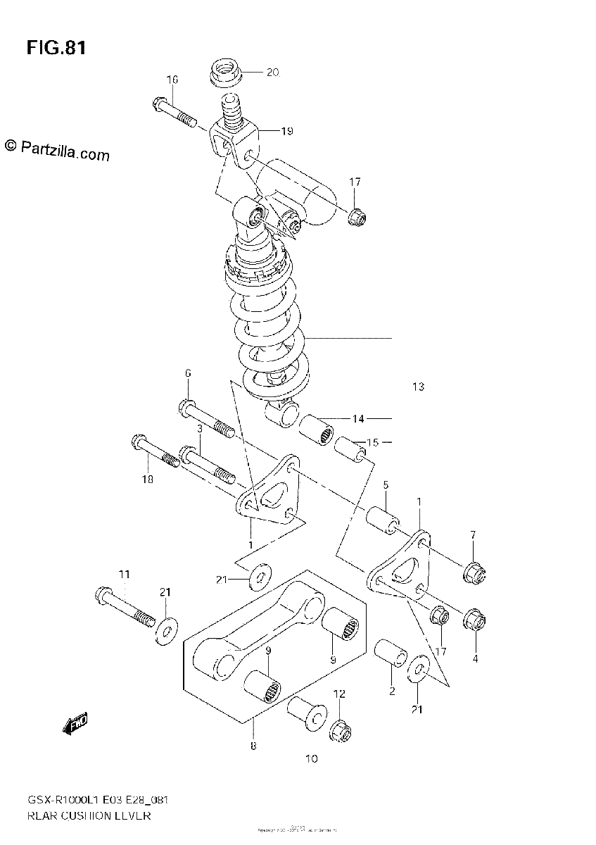 Diagrama de REAR CUSHION LEVER GSX R1000L1 E3