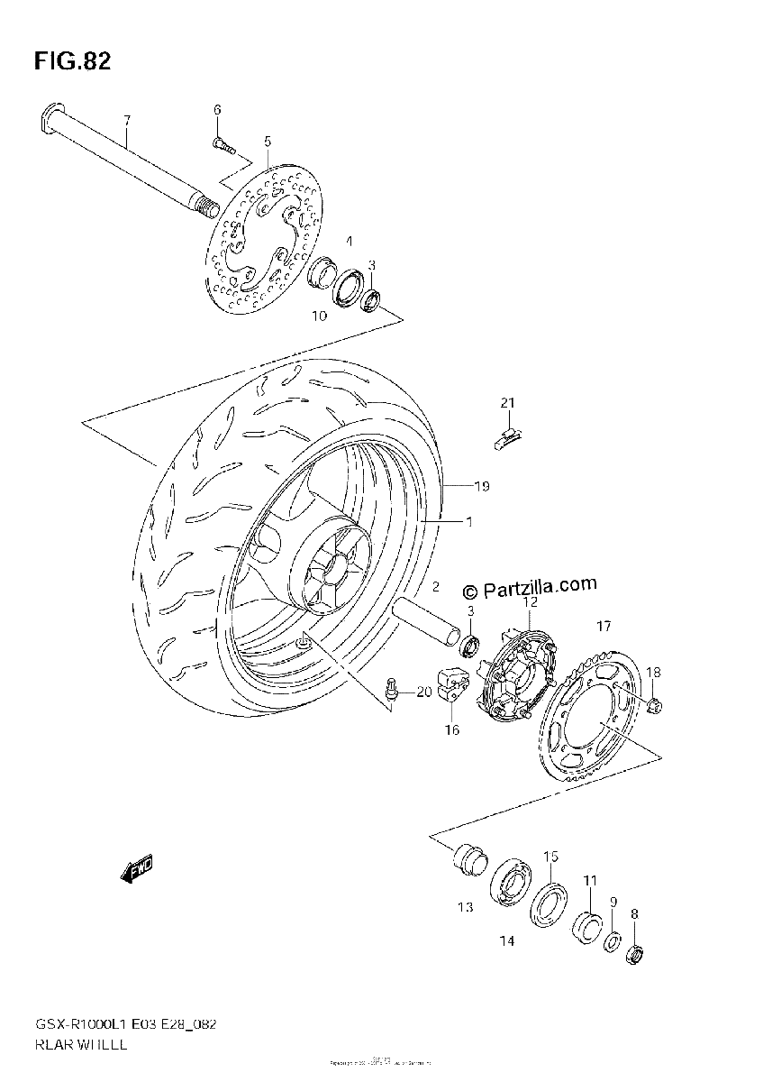 Diagrama de REAR WHEEL