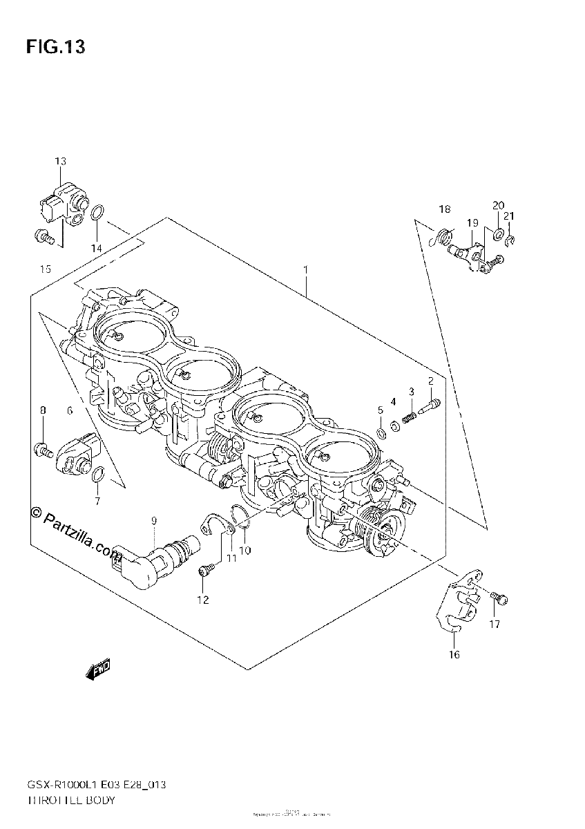 Diagrama de THROTTLE BODY GSX R1000L1 E3