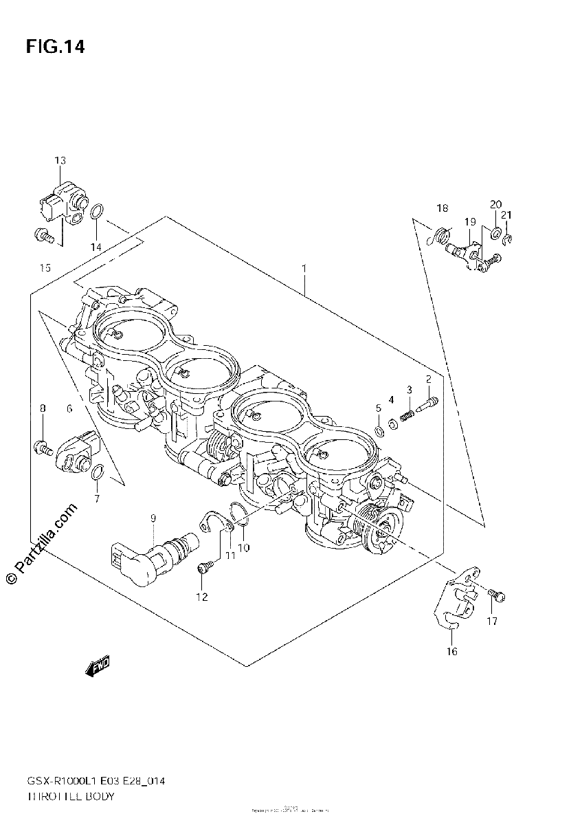 Diagrama de THROTTLE BODY GSX R1000L1 E33