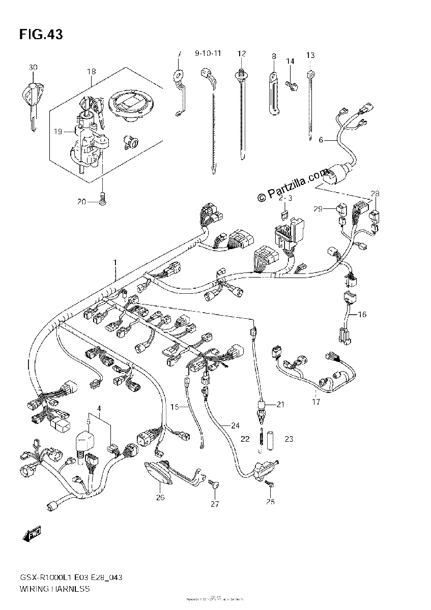 Diagrama de WIRING HARNESS GSX R1000L1 E3