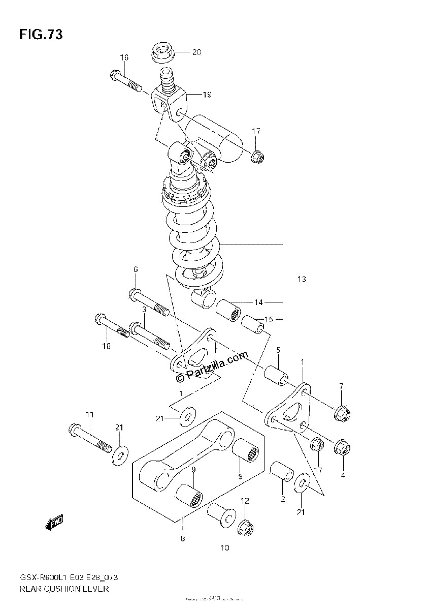 Diagrama de REAR CUSHION LEVER E28