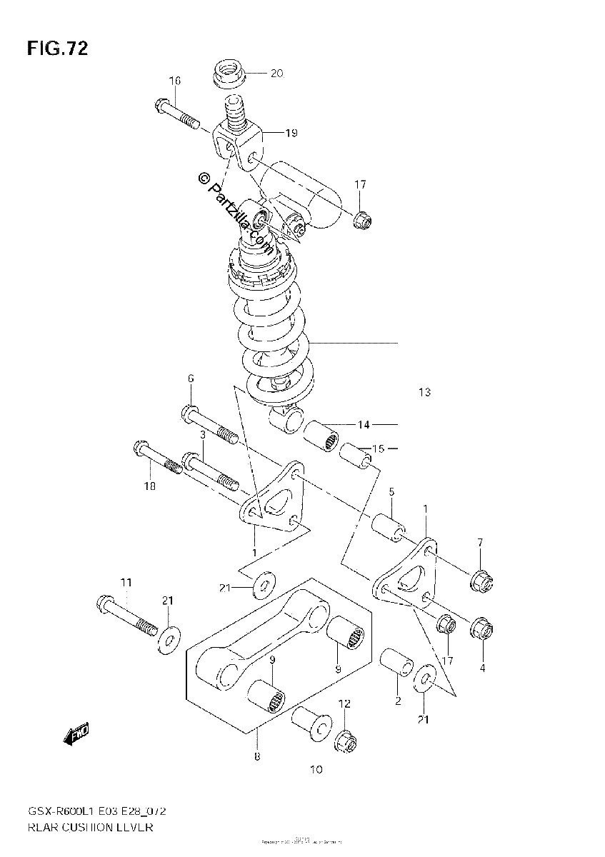 Diagrama de REAR CUSHION LEVER E3