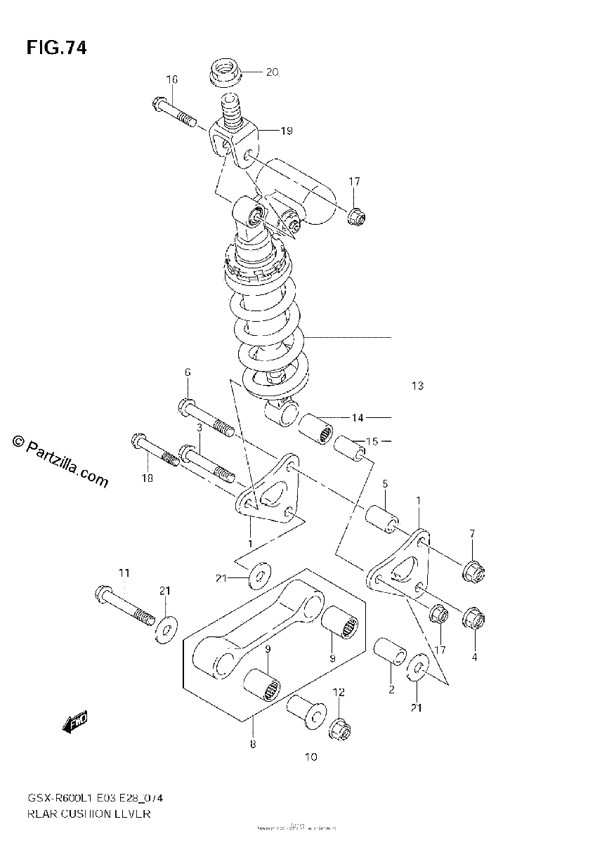 Diagrama de REAR CUSHION LEVER E33
