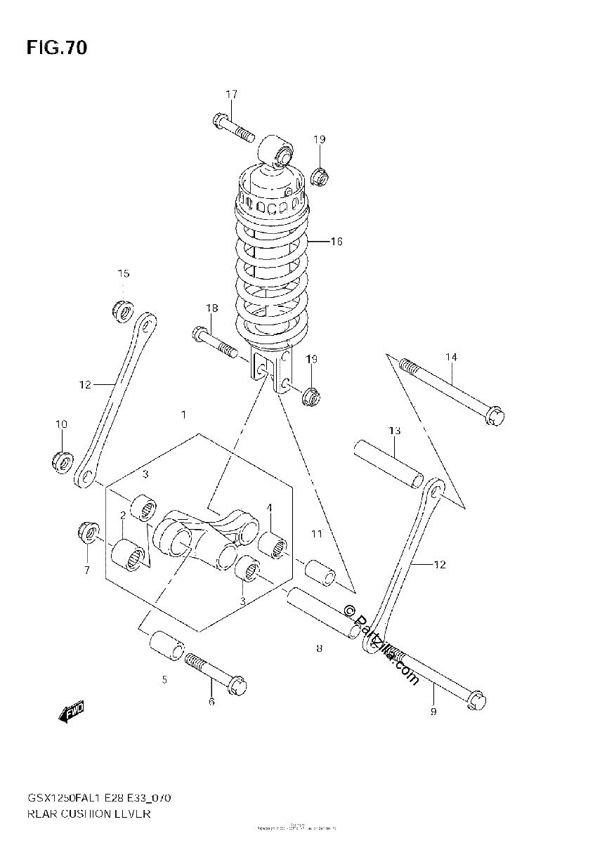 Diagrama de REAR CUSHION LEVER E28