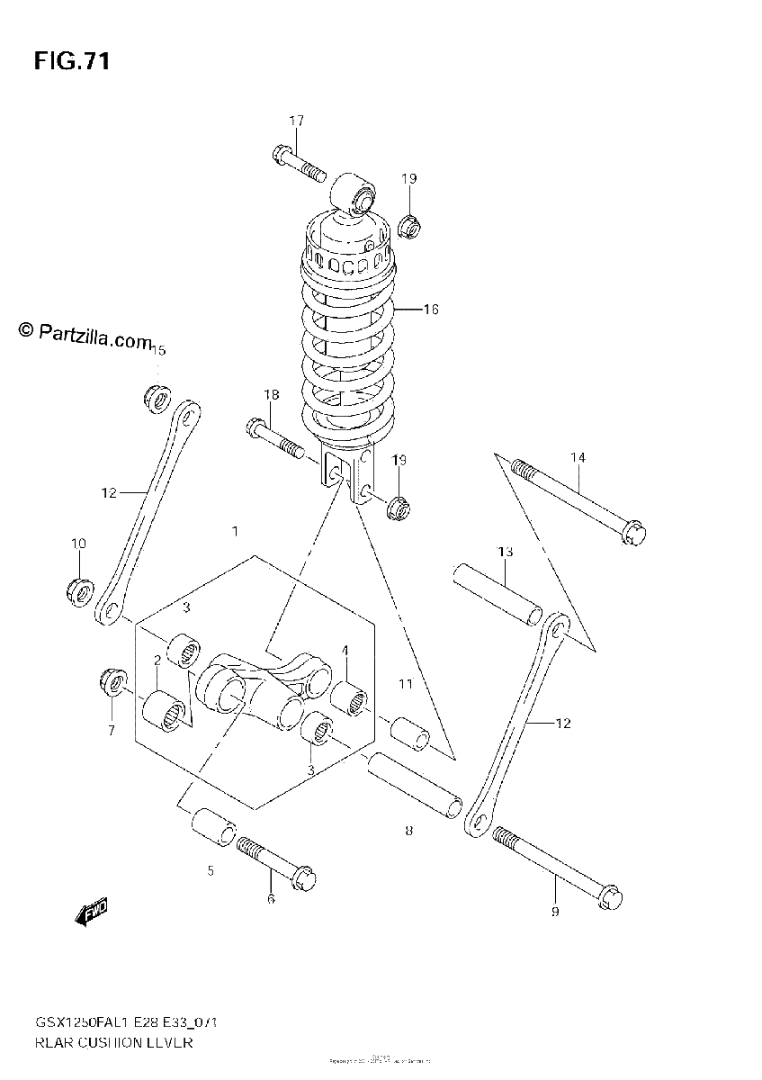 Diagrama de REAR CUSHION LEVER E33