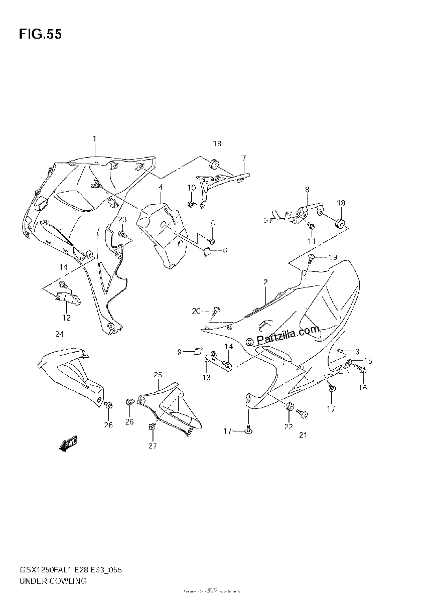 Diagrama de UNDER COWLING E28