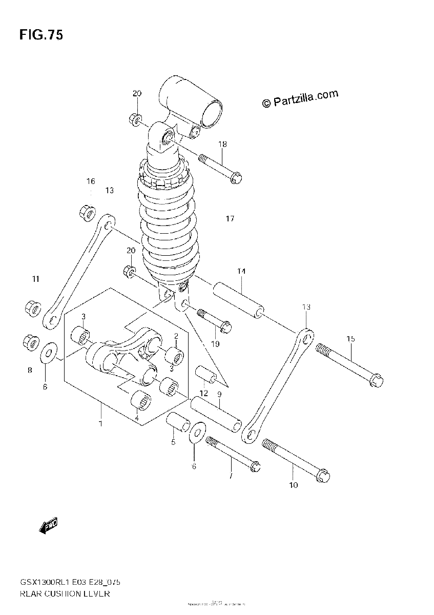 Diagrama de REAR CUSHION LEVER E3