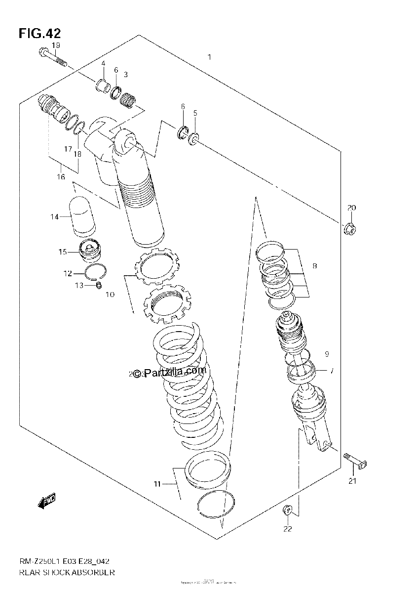 Diagrama de REAR SHOCK ABSORBER RM Z250 L1 E3
