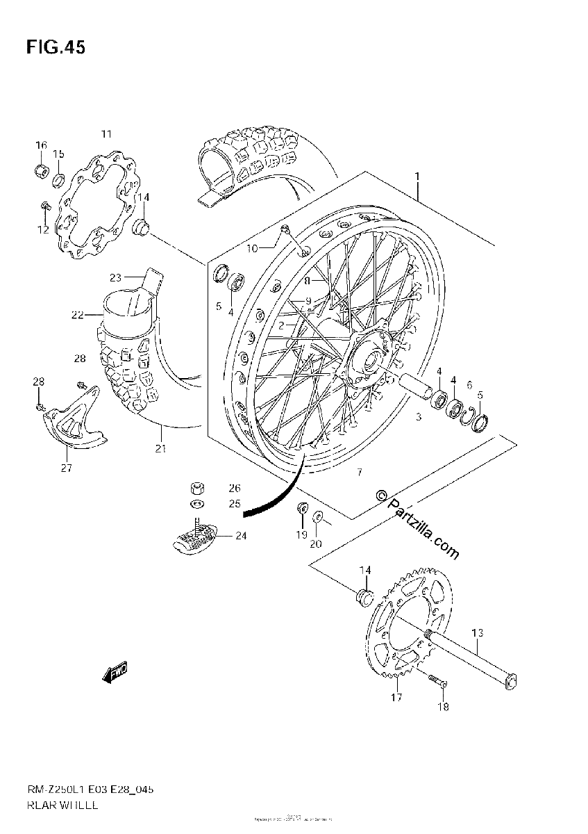 Diagrama de REAR WHEEL