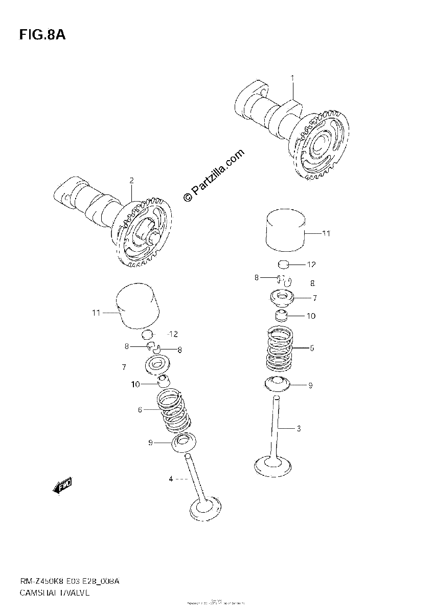 Diagrama de CAMSHAFT VALVE RM Z450 L1