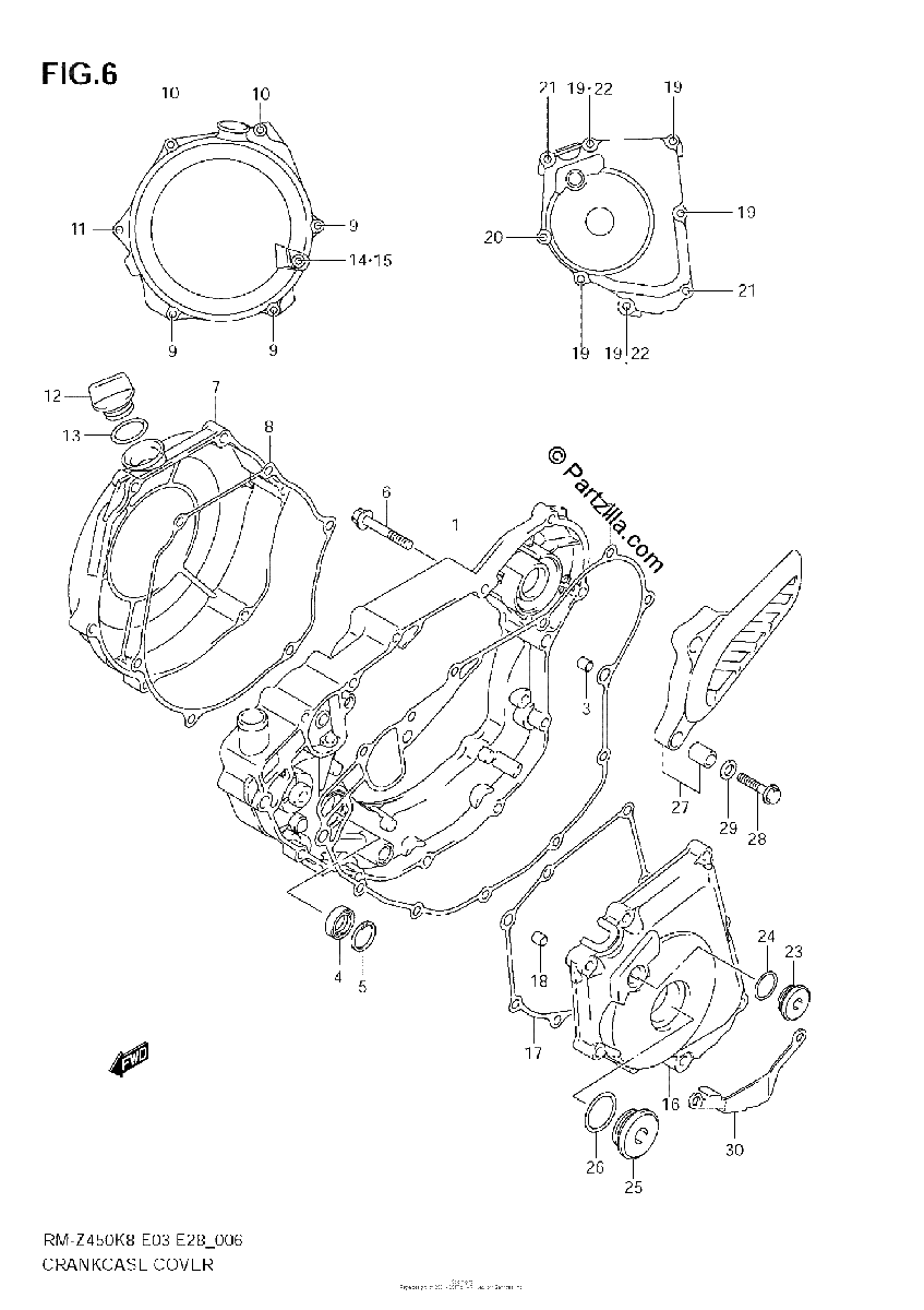 Diagrama de CRANKCASE COVER RM Z450 K8 K9 L0