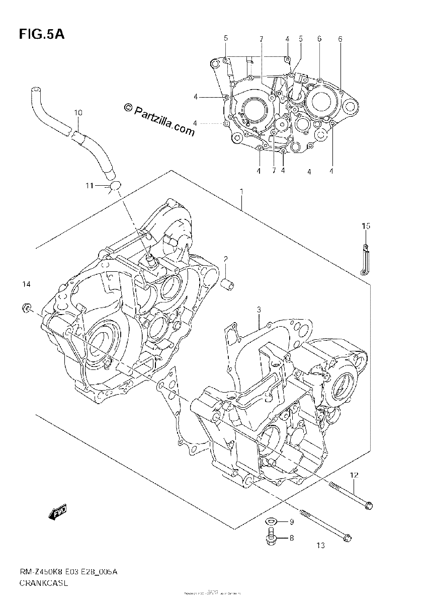 Diagrama de CRANKCASE RM Z450 L1
