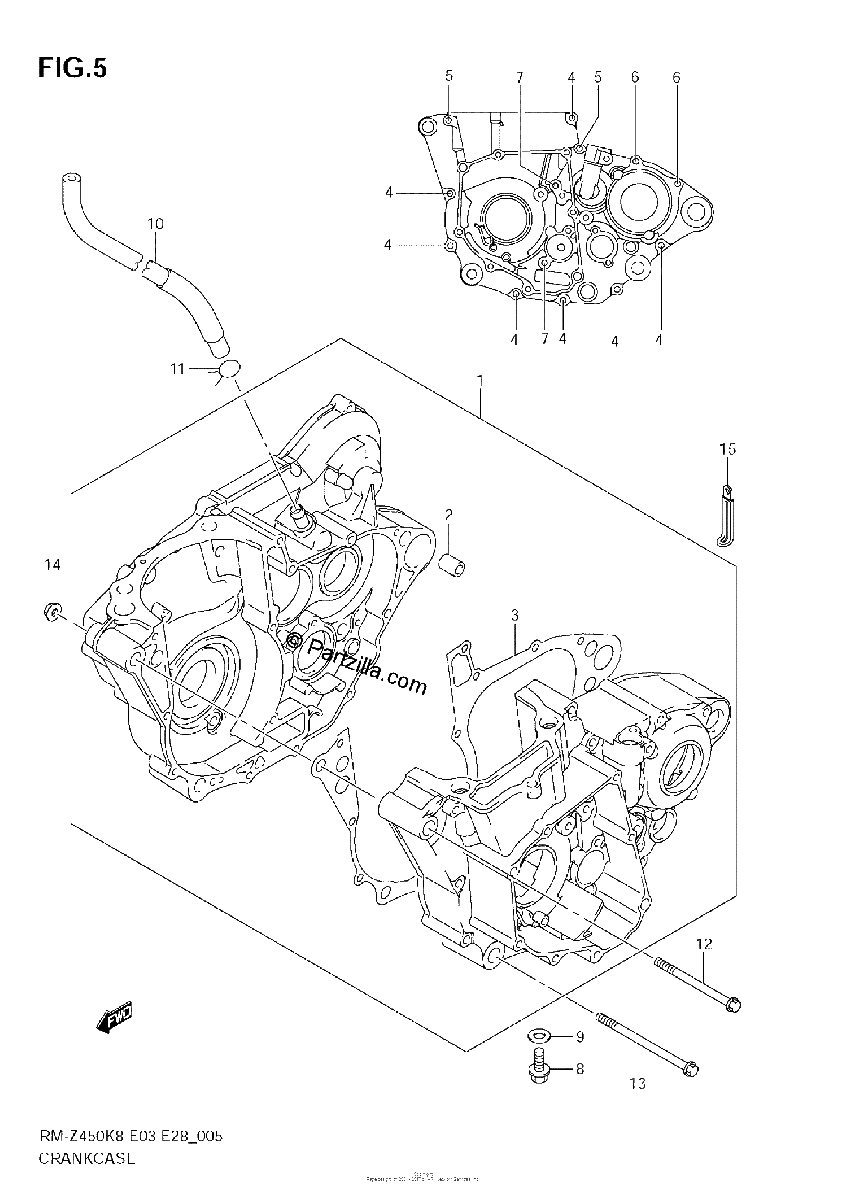 Diagrama de CRANKCASE RM Z450K 8 K9 L0