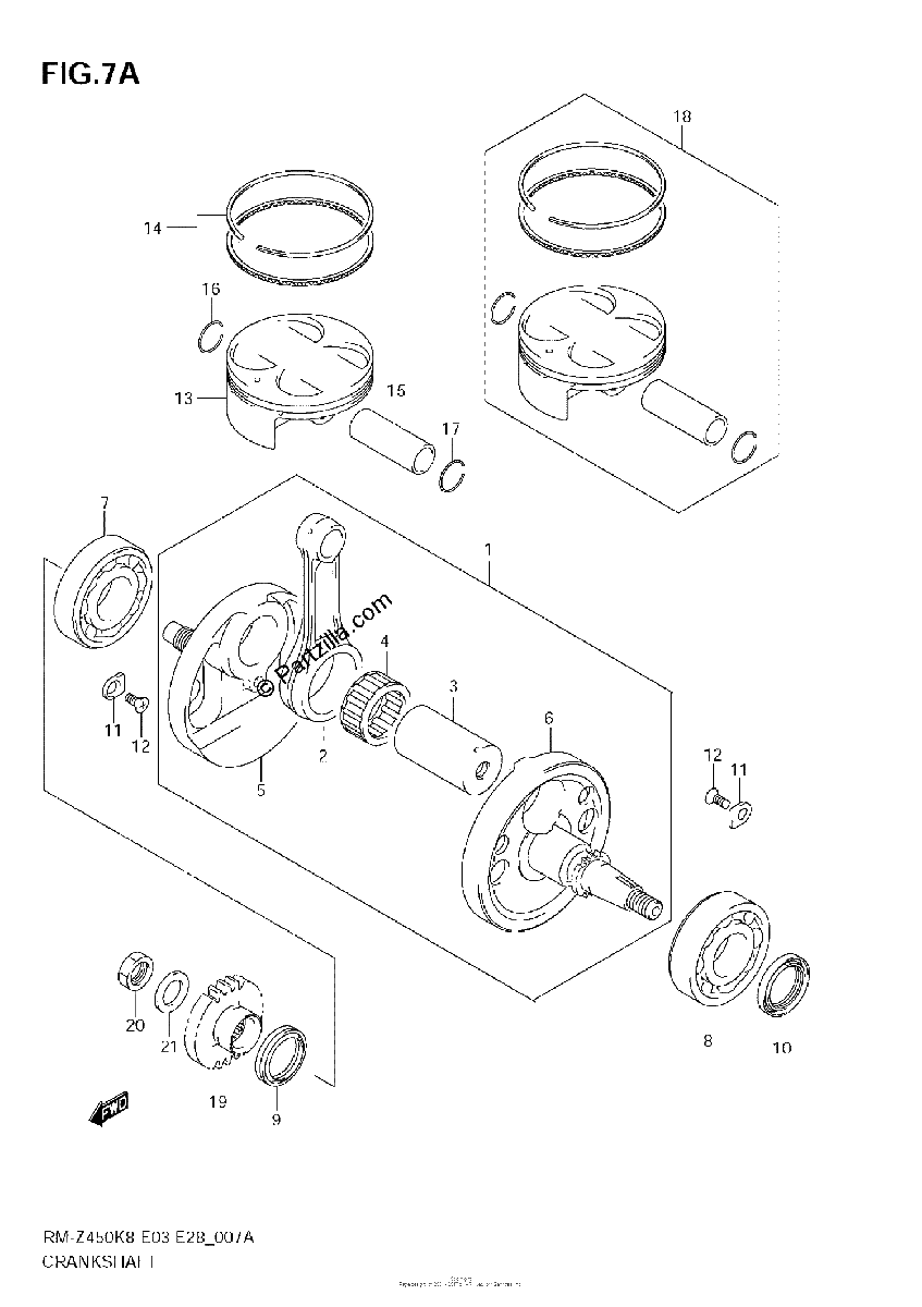 Diagrama de CRANKSHAFT RM Z450 L1