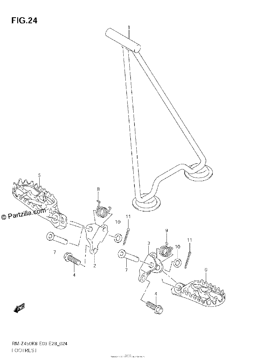 Diagrama de FOOTREST RM Z450 K8 K9 L0