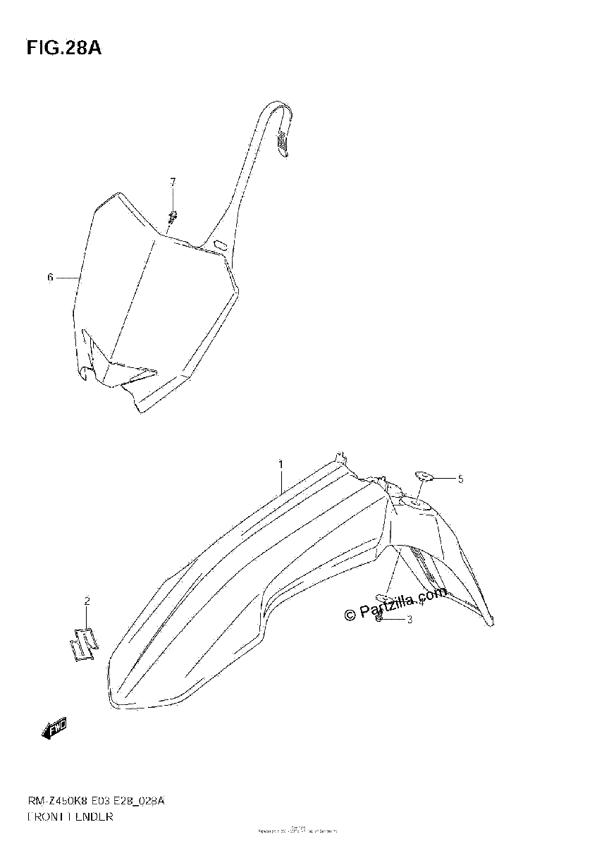 Diagrama de FRONT FENDER RM Z450 L1