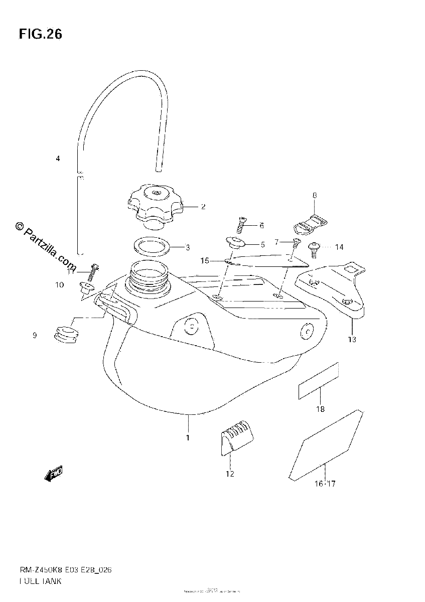 Diagrama de FUEL TANK RM Z450 K8 K9 L0
