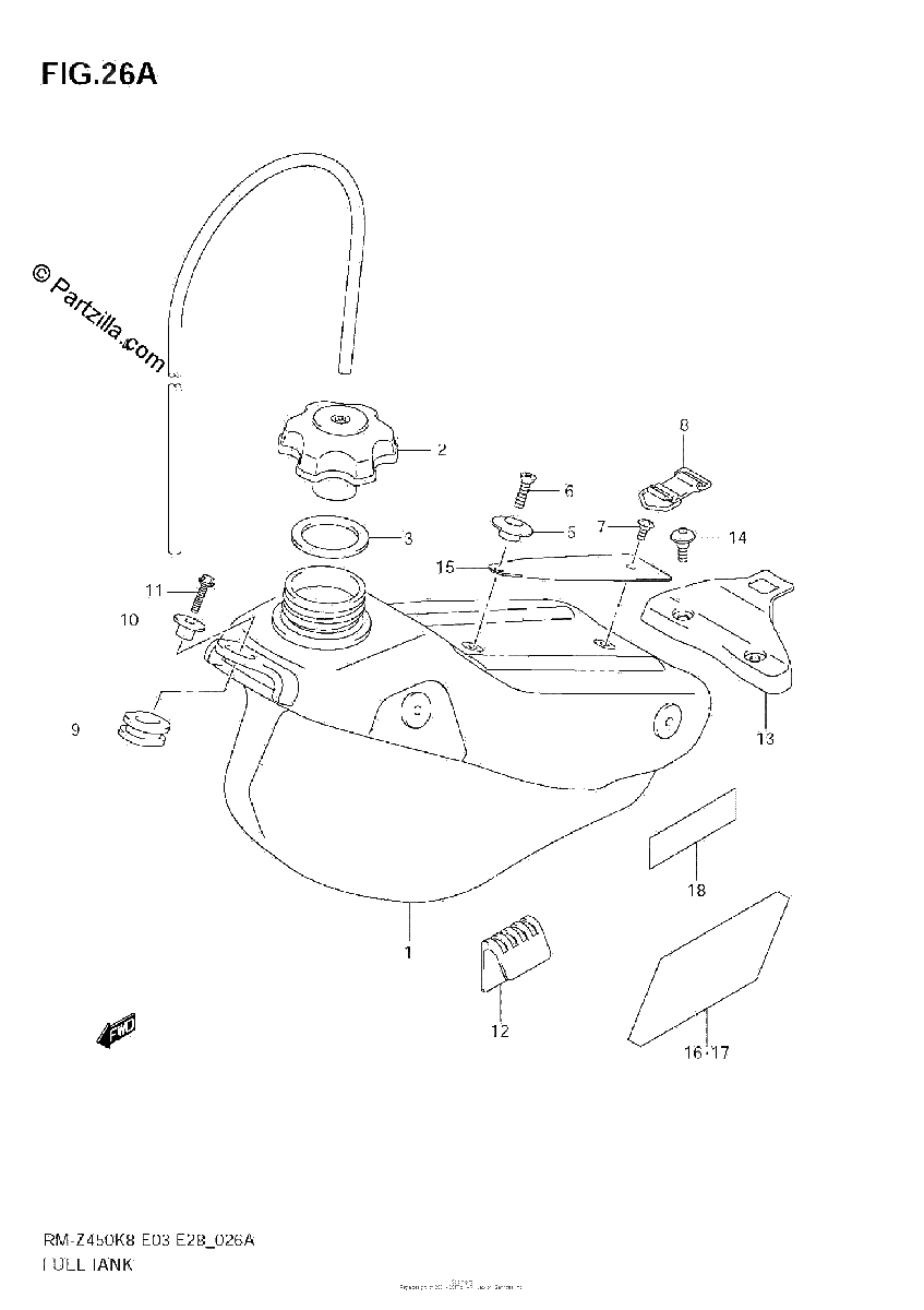 Diagrama de FUEL TANK RM Z450 L1