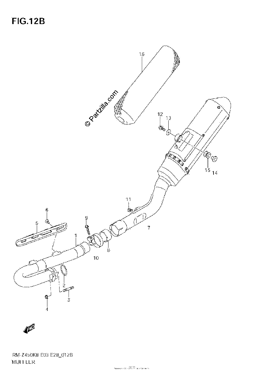 Diagrama de MUFFLER RM Z450 L1