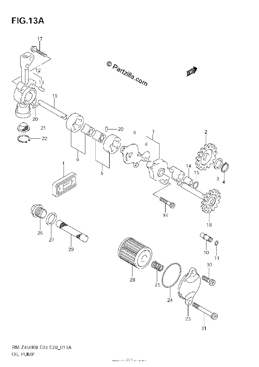Diagrama de OIL PUMP RM Z450 L1