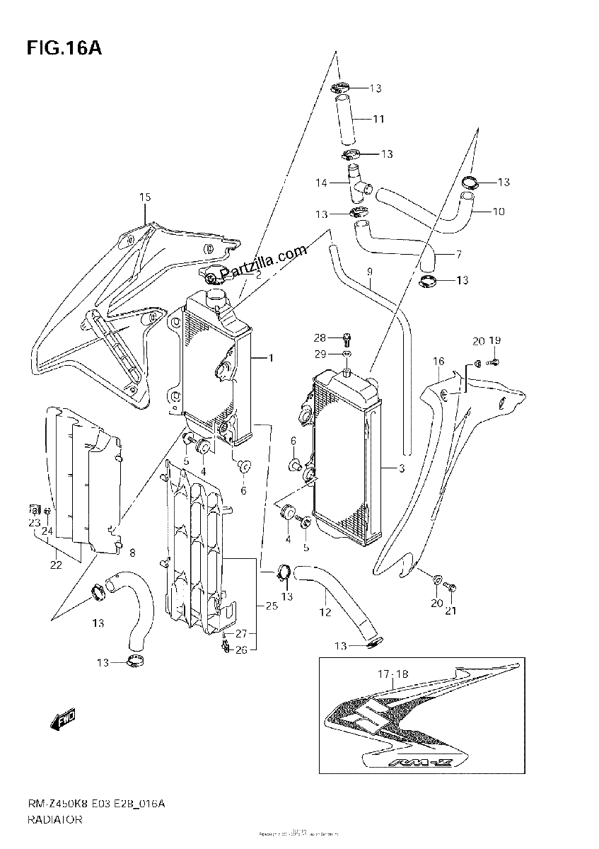 Diagrama de RADIATOR RM Z450 L0