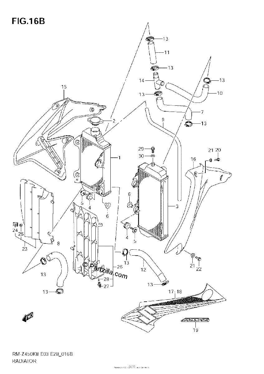 Diagrama de RADIATOR RM Z450 L1