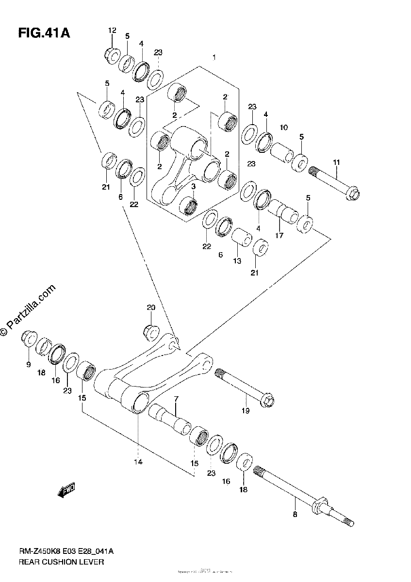 Diagrama de REAR CUSHION LEVER RM Z450 L0 L1