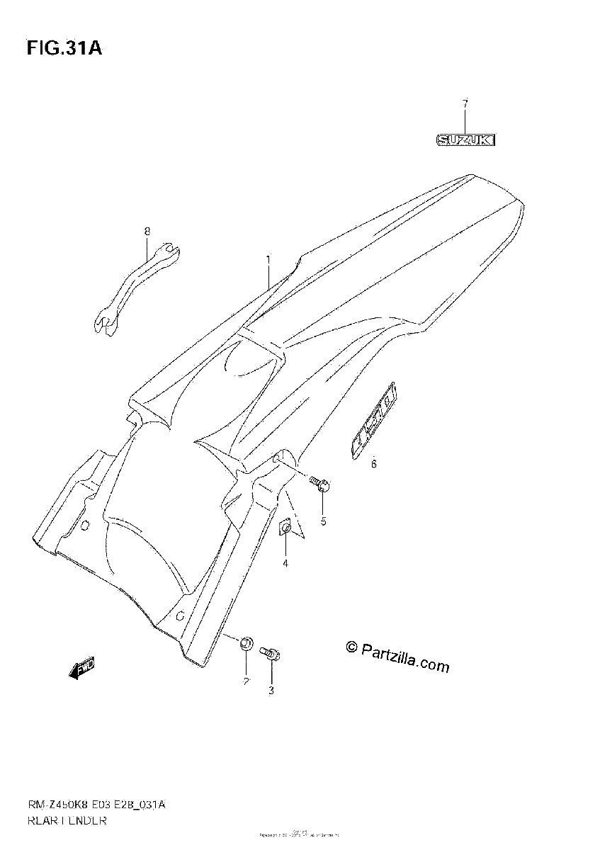 Diagrama de REAR FENDER RM Z450 L1