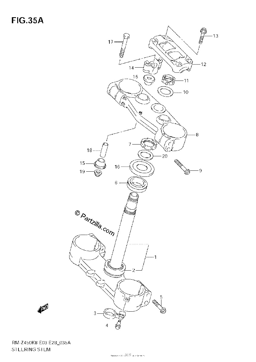 Diagrama de STEERING STEM RM Z450 L1