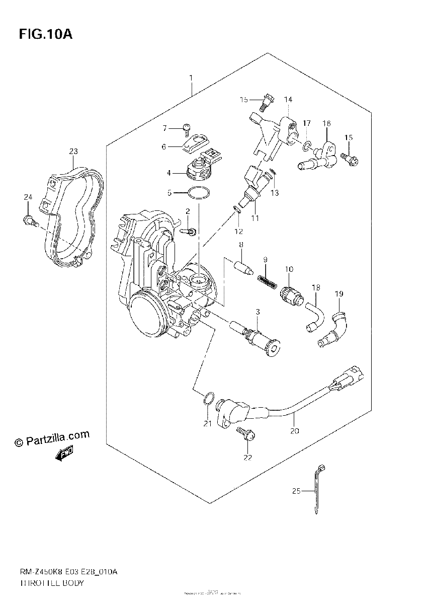 Diagrama de THROTTLE BODY RM Z450 L1