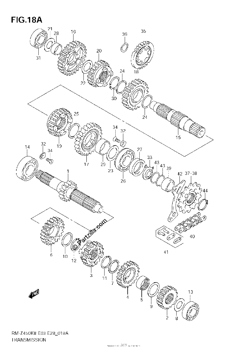 Diagrama de TRANSMISSION RM Z450 L1