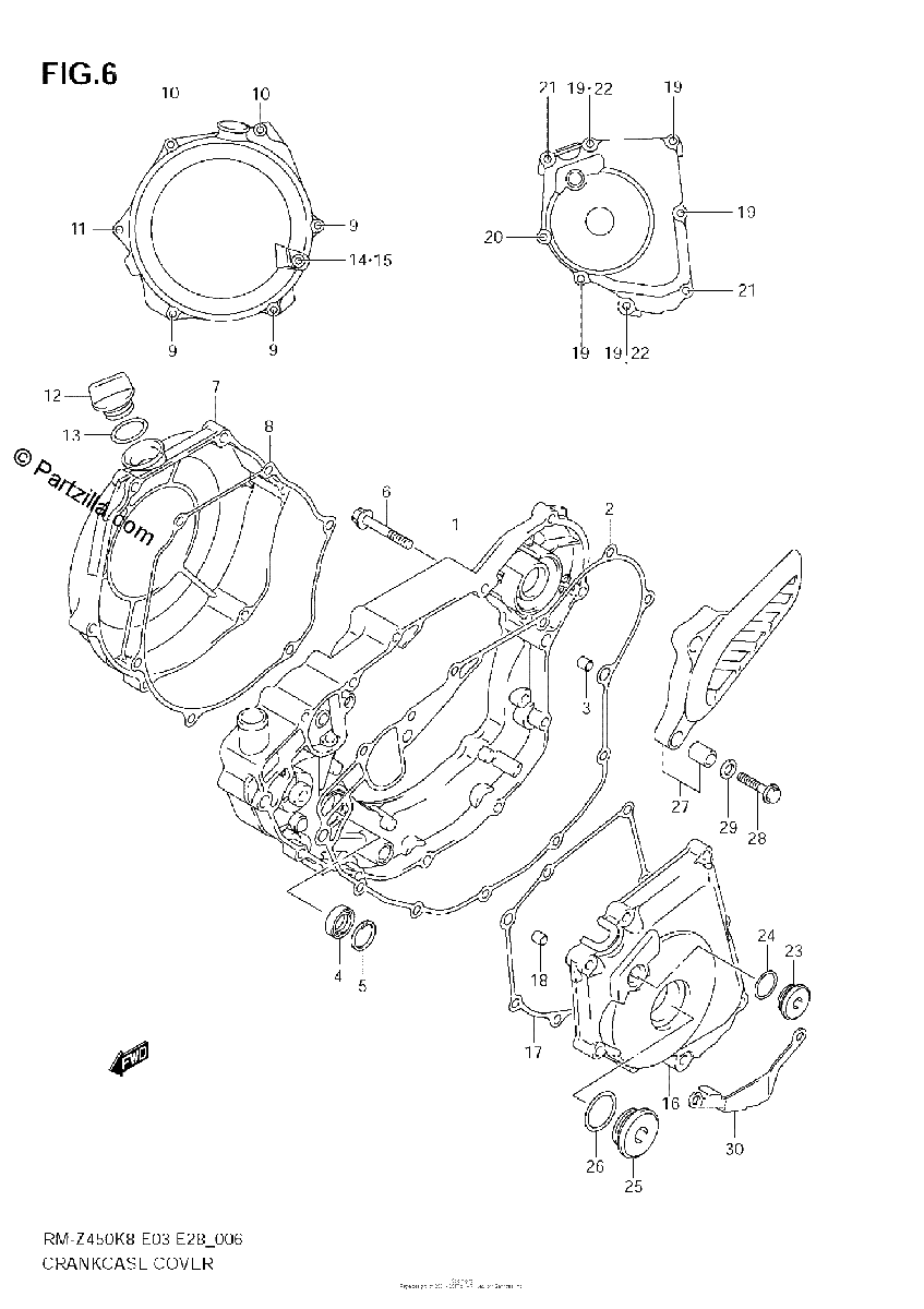 Diagrama de CRANKCASE COVER RM Z450 K8 K9 L0
