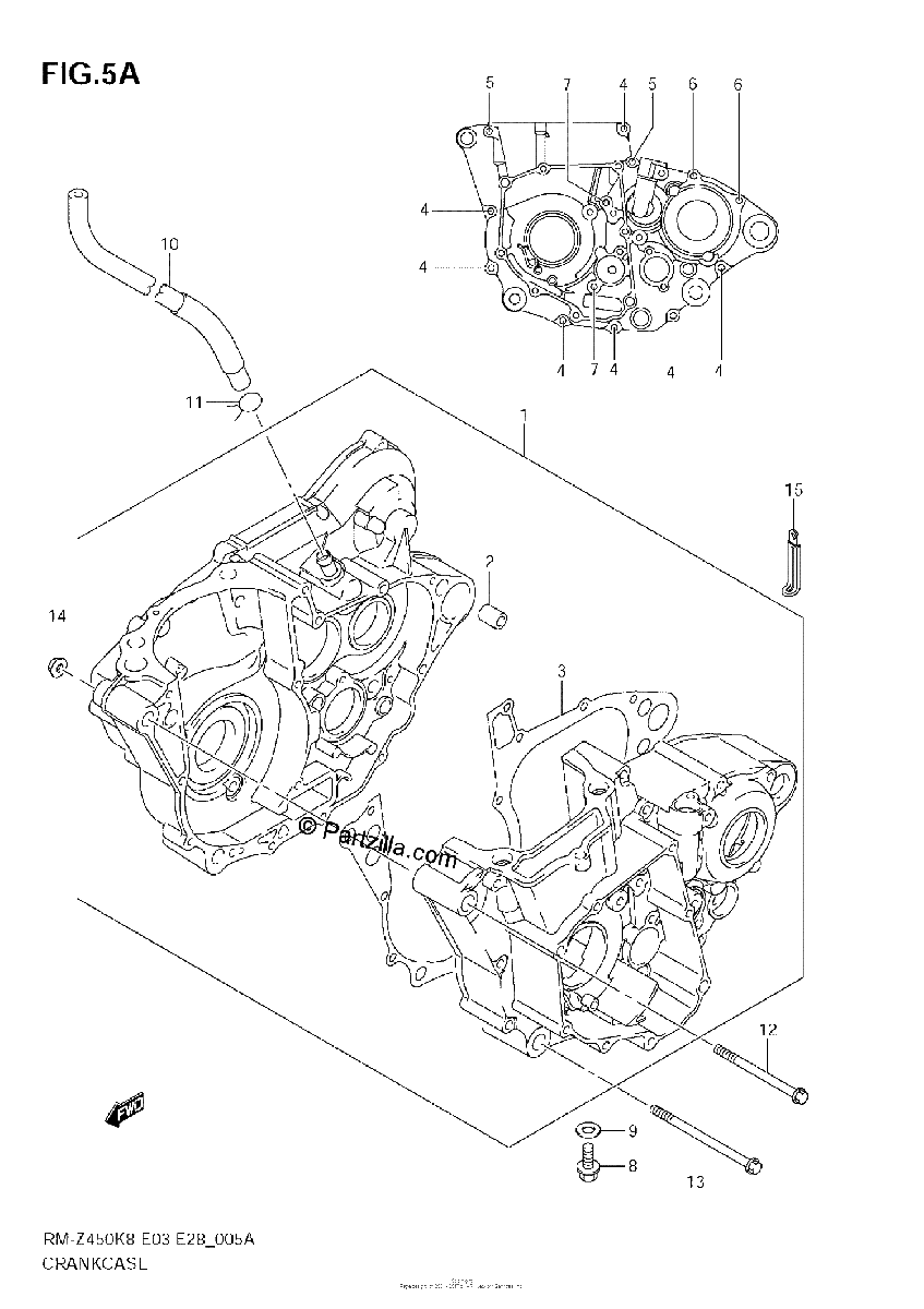 Diagrama de CRANKCASE RM Z450 L1