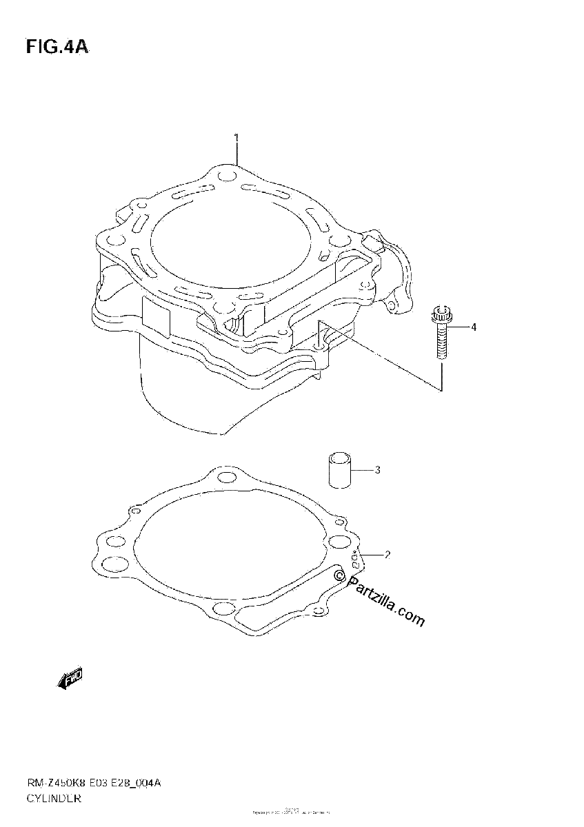 Diagrama de CYLINDER RM Z450 L1