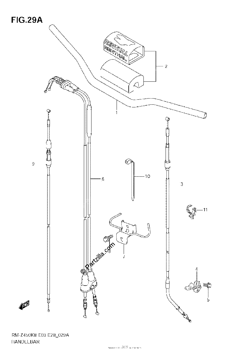 Diagrama de HANDLEBAR RM Z450 L1