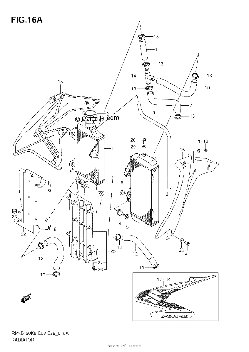 Diagrama de RADIATOR RM Z450 L0