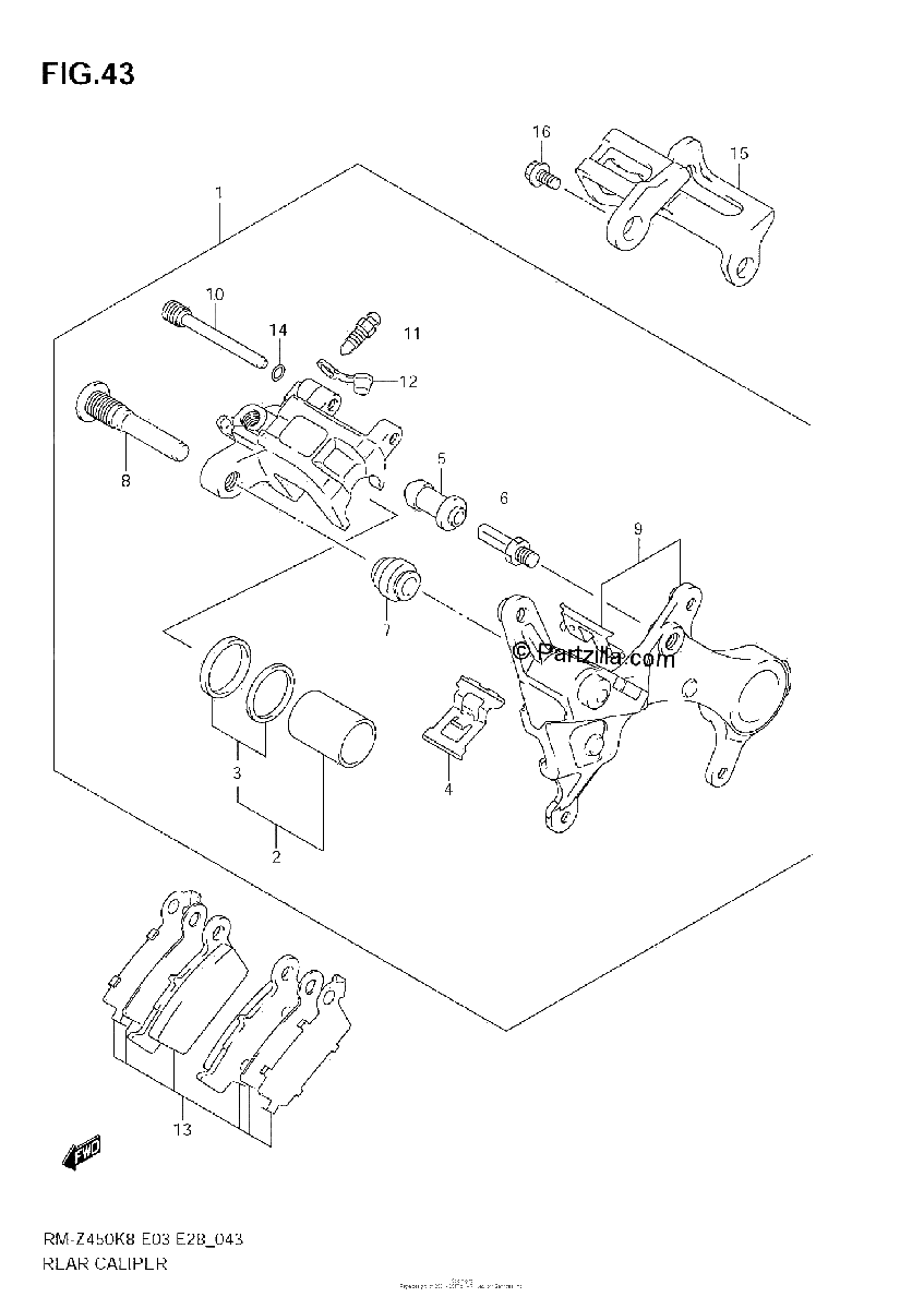 Diagrama de REAR CALIPER RM Z450 K8 K9 L0