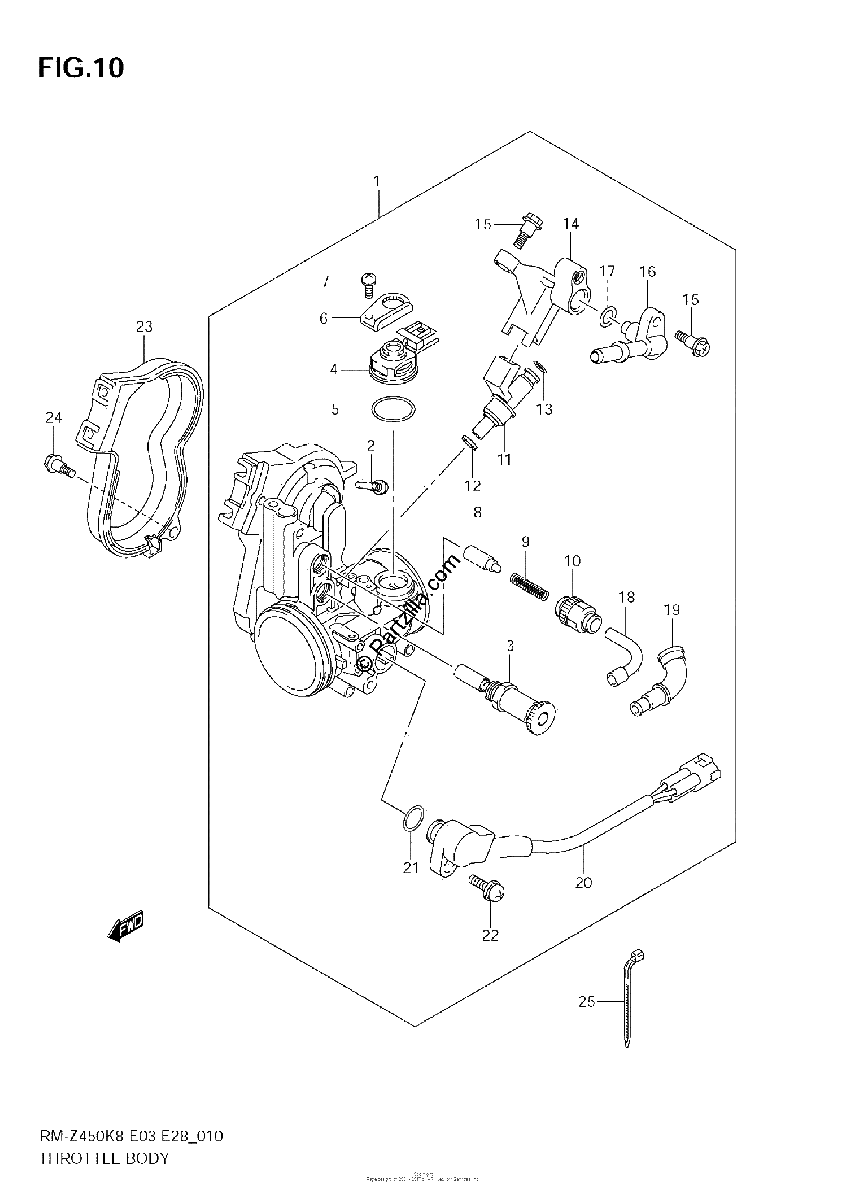 Diagrama de THROTTLE BODY RM Z450 K8 K9 L0
