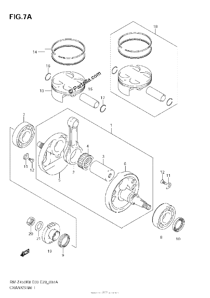 Diagrama de CRANKSHAFT RM Z450 L1
