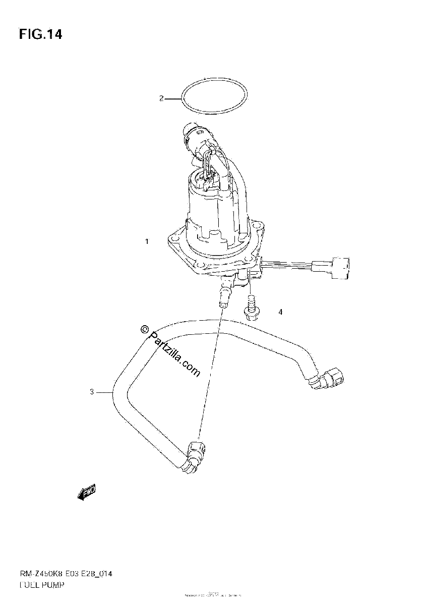 Diagrama de FUEL PUMP RM Z450 K8 K9 L0