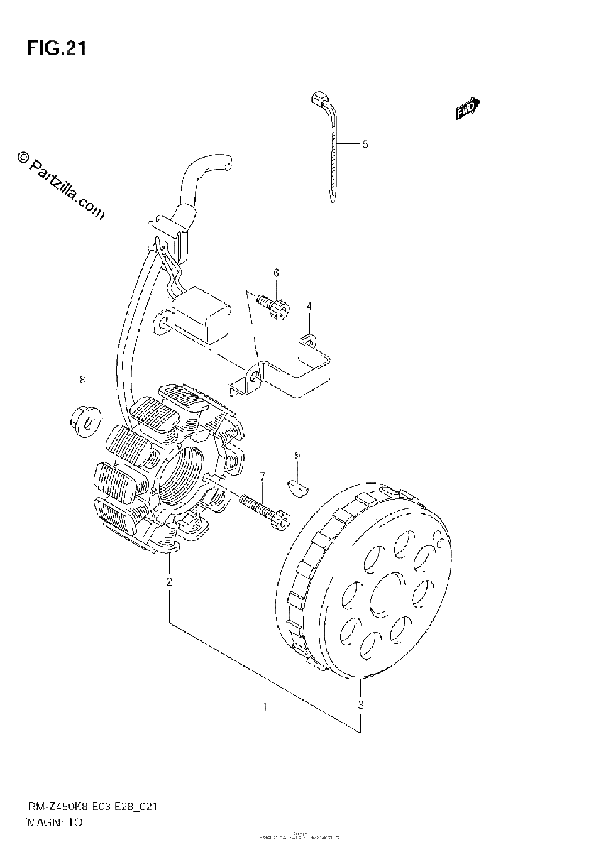Diagrama de MAGNETO RM Z450 K8 K9