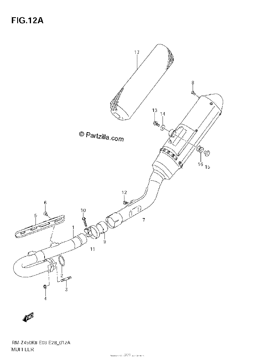 Diagrama de MUFFLER RM Z450 L0