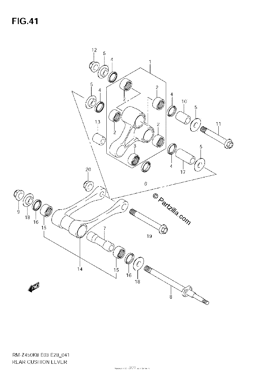 Diagrama de REAR CUSHION LEVER RM Z450 K8 K9
