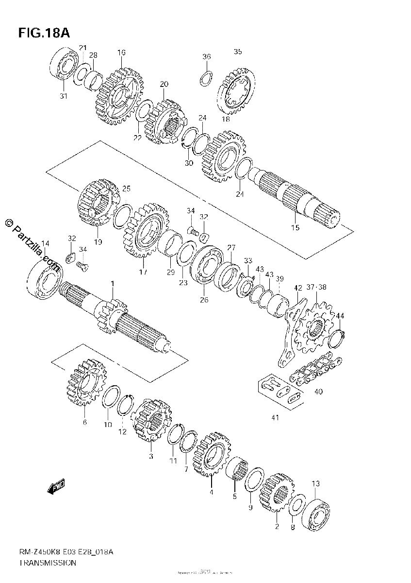 Diagrama de TRANSMISSION RM Z450 L1